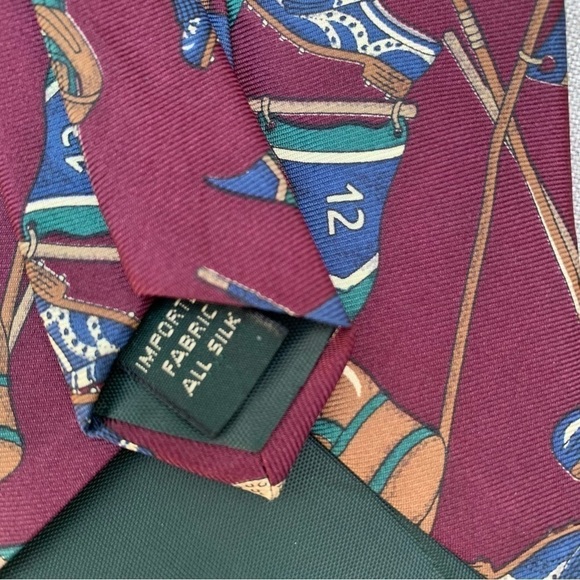 Vintage Bert Pulitzer 100% Silk Golf Tie Burgundy EUC - Picture 4 of 5